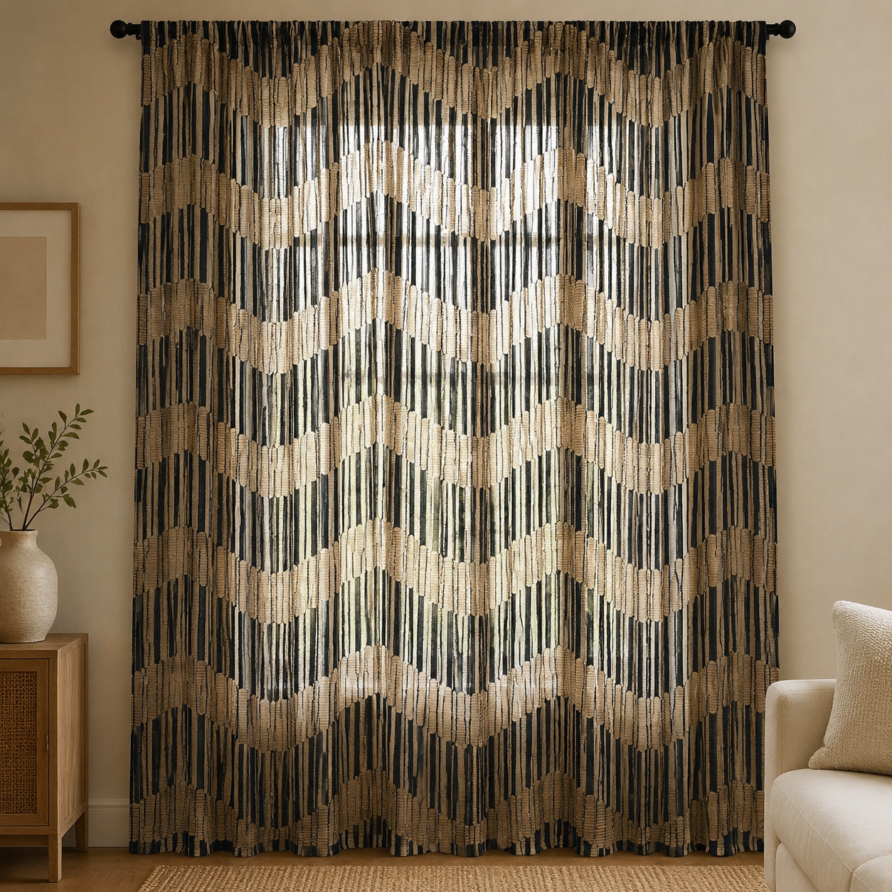 Hullám minta jacquard fekete