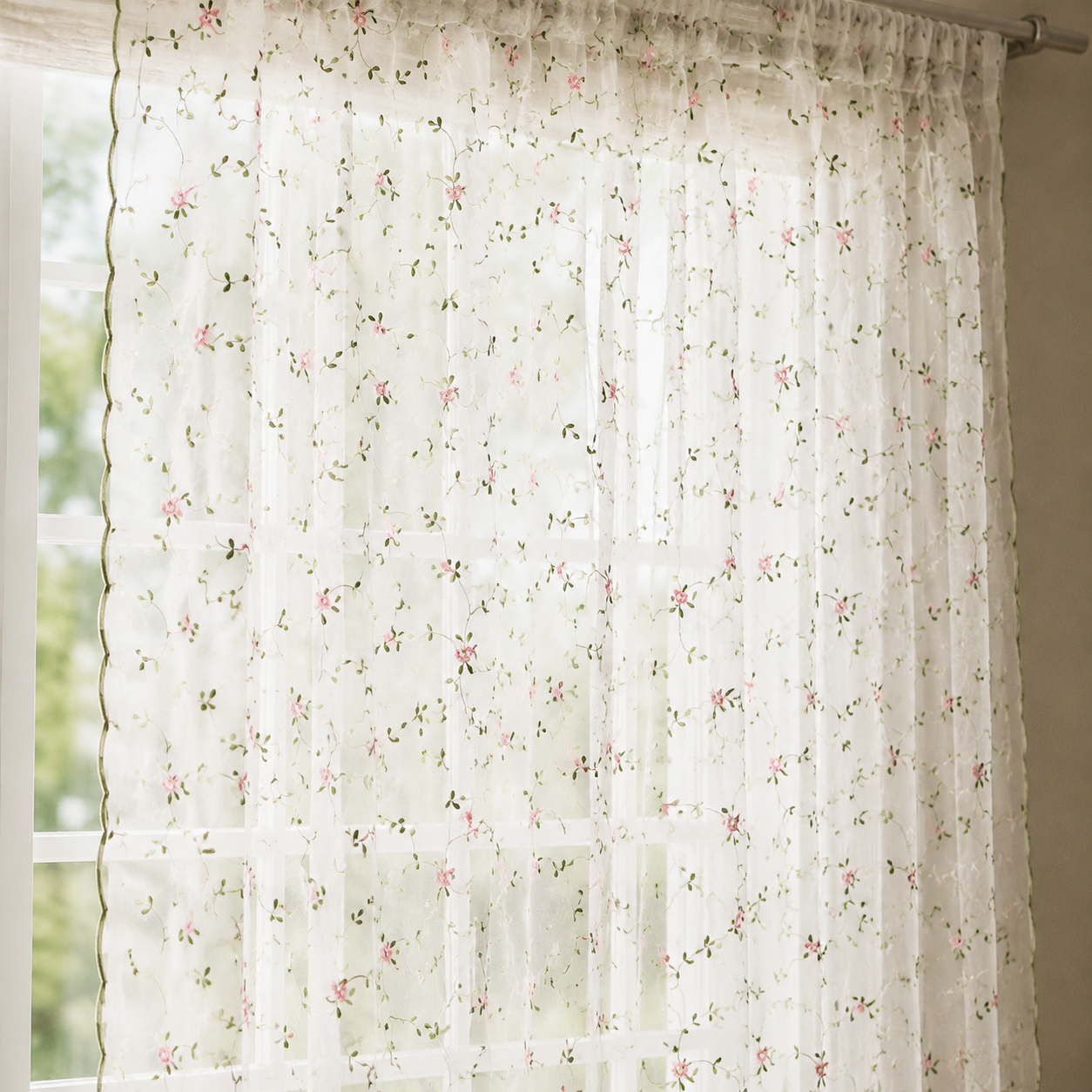 Flowers 150 cm- nagyon jó fényáteresztő alapon, színes hímzés